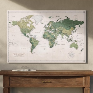 Personalized World Map Pinboard Home Decor Canvas Travel Map Green Wall Decor Pushpin Cork Board