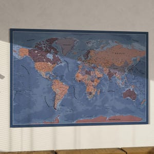 Spersonalizowana mapa podróży świata z pinezkami | Oznacz swoje przygody | Ręcznie robiony prezent dla podróżników | Mapa świata z pinezkami | Mapa do domu i dekoracji ściennych