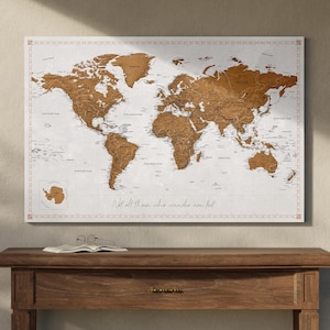 Gepersonaliseerde wereldkaart prikbord canvas muur kunst push pins reiskaart aangepaste offerte cadeau voor reiziger met 100 pins set Home Office Decor