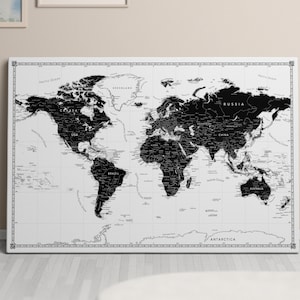 Personalized World Map Pinboard - World Map Push Pin - Handmade Custom World Map - Home Decor Gift - Places I've Been Map - Travel World Map