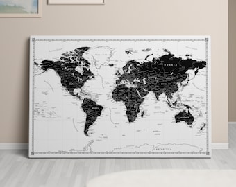 Personalized World Map Pinboard - World Map Push Pin - Handmade Custom World Map - Home Decor Gift - Places I've Been Map - Travel World Map