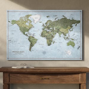 Personalisierte Pinnwand Weltkarte auf Leinwand - Einzigartiges Geschenk für Reisende, leichte Wandkunst mit Kiefernholzrahmen, perfekt für die Innendekoration