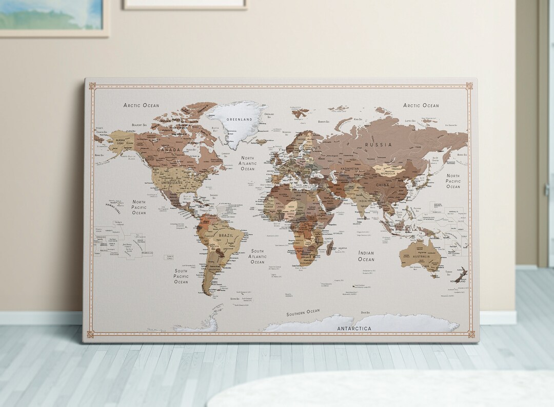 Personalized Pinboard World Map Home Decor Canvas Travel Weltkarte Wall