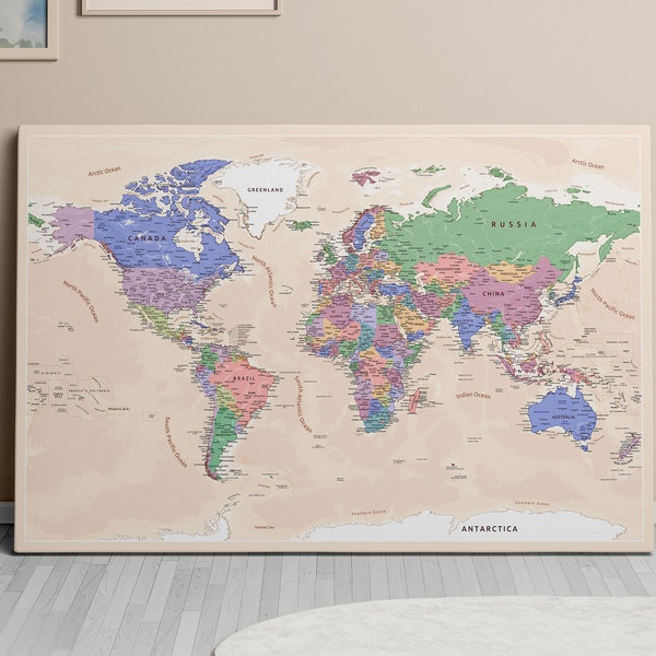 World Map Personalized Notice Board Pins Travel Map Home Decor Handmade Gift Push Pin Cork Pinboard Customize Map Canvas Wall Decor Traveler