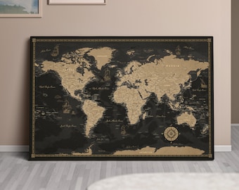 Carte du monde personnalisée Voyage Pushpin Pinboard Home Decor Canvas Weltkarte Wall Decor Pinnwand Cork Board Gift Pin Carte du Monde vintage