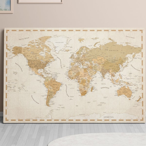 Pinboard World Map Canvas Travel Home Decor Weltkarte Pinnwand Pushpin Cork Notice Board Handmade Gift Pin Carte du Monde Wall Decor Map