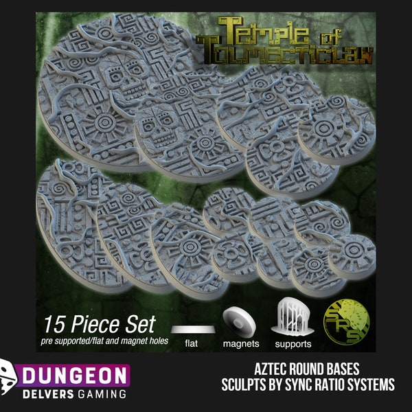Aztec Scenic Scenery Bases Resin 3d Print Fantasy Temple Jungle Round Oval 25mm 32mm 40mm 50mm 60mm 80mm 100mm