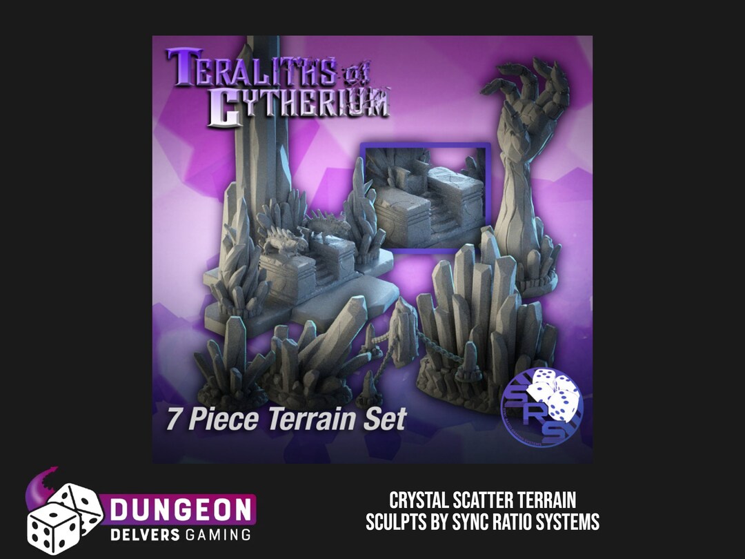 Crystal Scenery Scatter Terrain 3d Print Dungeons and Dragons 40 RPG
