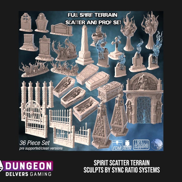 Graveyard Scenery Scatter Terrain 3d Dungeons and Dragons 40 AOS Wargames Soul  Lord Grave Fantasy Chaos Sci-Fi Undead Cemetery Death Zombie