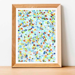 Seaglass Beach Glass Watercolor Print