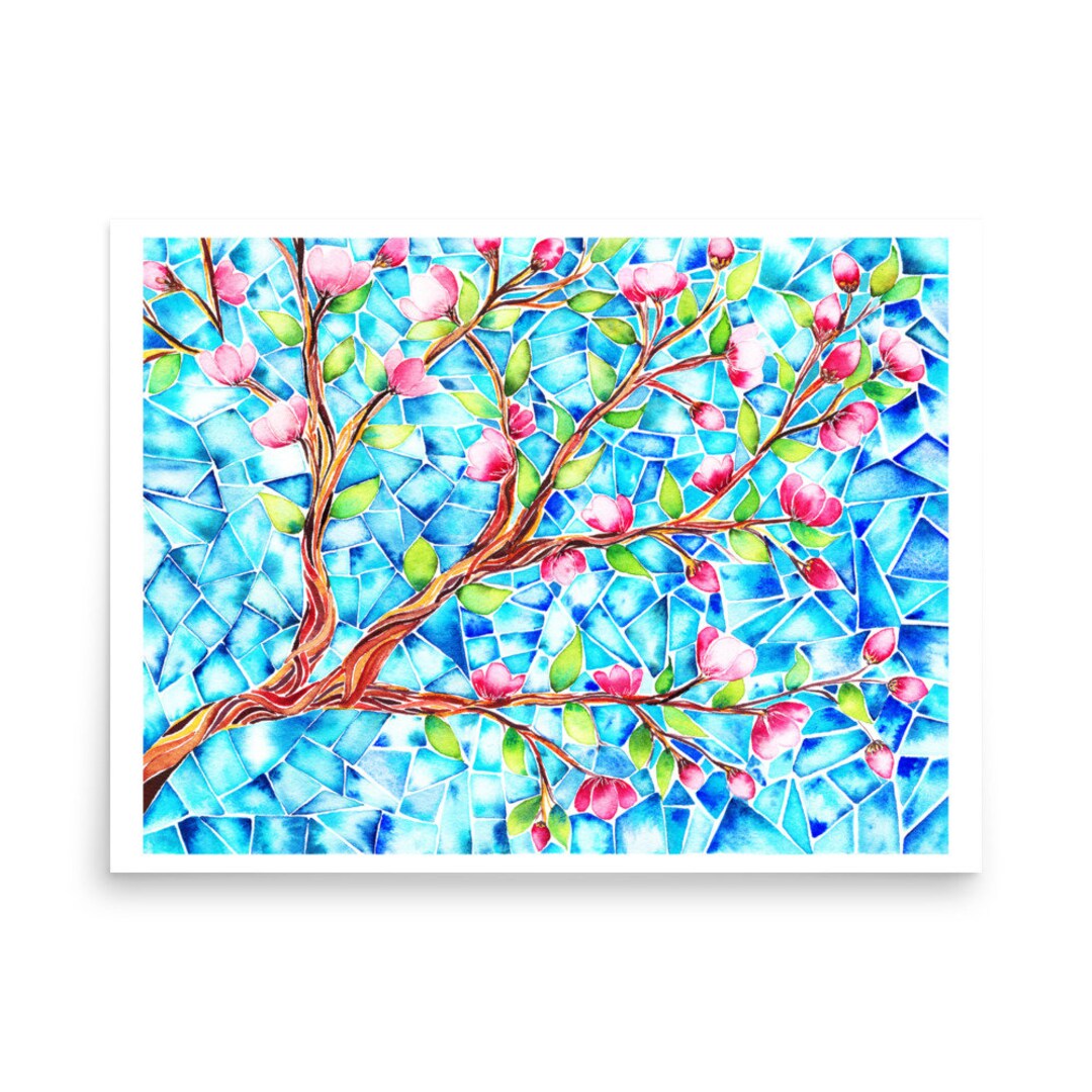 Abstract Cherry Blossom Flower Watercolor Art Print Etsy