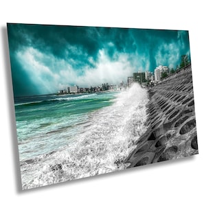 Stormy Cronulla Beach Big Waves en Cronulla Beach, Sutherland Shire sobre lienzo, arte mural, papel fotográfico, impresiones acrílicas y metálicas, decoración del hogar.
