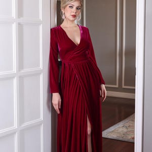 Velvet wrap dress ELISE, Velvet dress evening, Wine velvet dress, Elegant velvet dress, Velvet party dress, Velvet dress women, Custom dress