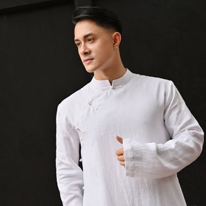 Linen ao dai men modern in 60 colors, Linen men Vietnamese tunic dress, Plus size Vietnamese dress, Vietnamese traditional dress men LADM-1C