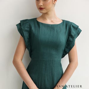 Ruffle sleeves linen dress MELORA, Summer dress, Elegant linen dress, Wedding guest dress, Linen dress women, Custom dress, Linen clothing