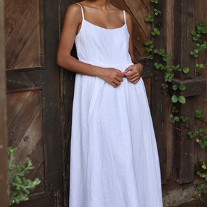 Spaghetti strap linen dress OIA, Summer wedding guest dress, Sleeveless linen dress, Custom dress, Linen dress women, Linen clothing women