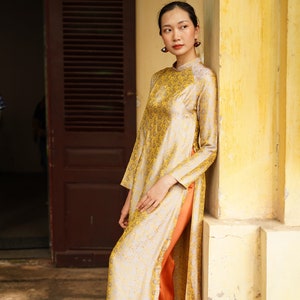 Vietnamese silk tunic, Traditional dress Vietnamese, Ao dai women with pants, Plus size ao dai, Custom ao dai, Vietnamese wedding dress AS14