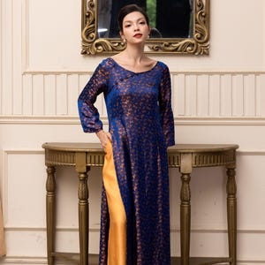 Modern silk ao dai, Traditional Vietnamese dress, Ao dai women, Plus size ao dai, Custom made ao dai, Vietnamese wedding guest dress AS70