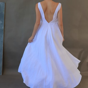 Linen wedding dress LIA, Open back bridal dress, Romantic wedding dress, Tea length dress, Bespoke linen boho wedding dress, Ethically made