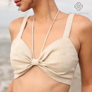 Linen bra for women, Organic linen bralette, Comfortable bras for women, Tank top bra, Plus size bralette, Custom size bra, Summer linen bra