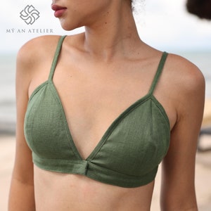 Soft triangle bra for women, Removable padded bra, Thin strap bra, Organic bra, Comfortable bra, Home wear bra, Sleepwear, Everyday bra