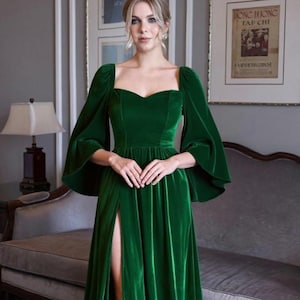 Custom velvet evening gown VIONNE, Made to order velvet gown, Plus size velvet dress, Bridesmaid dress, Velvet dress women, Handmade dress