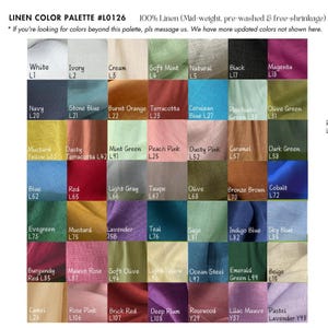 A comprehensive collection of over 50 colors for the linen dress, made from 100% natural pre-washed Lithuanian linen.