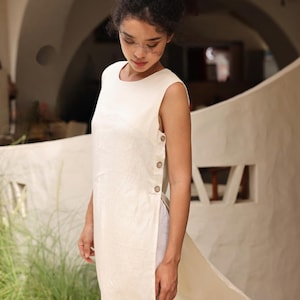 Linen sleeveless ao dai, Ao dai modern women, Ao dai women with pants, Vietnamese dress for woman, Personalize Vietnamese costume LA-W42