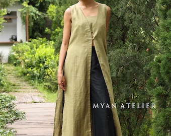 Sleeveless Tunic top MELIORA, Sundress long top, Custom fit