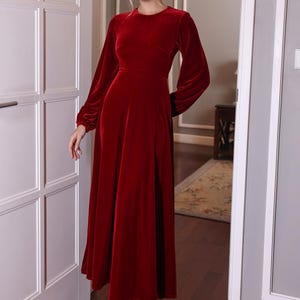 Long sleeve velvet shirt dress JAN, Elegant velvet dress, Date night dress, Velvet dress women, Custom dress, Puff sleeve velvet dress