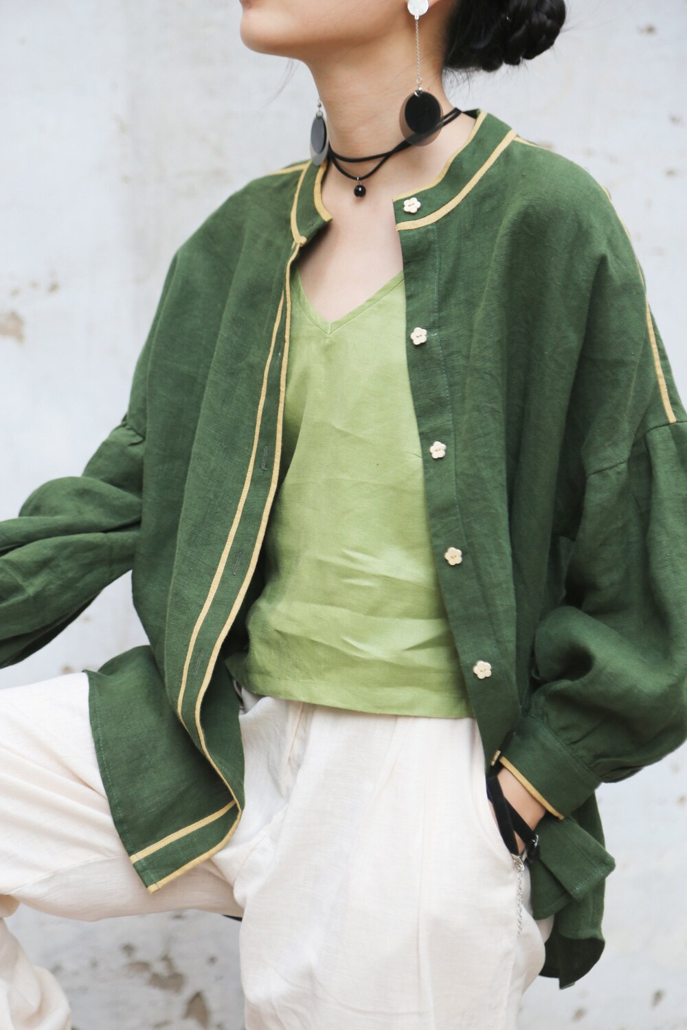 Linen Blouse With Long Sleeves Monet | Premium Shirt | Long Sleeves Top | Fall Blouse For Women | High-Quality Linen Startees