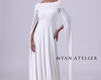 オフショルダーケープスリーブドレス ELMA - イブニングドレス - オーダーメイド