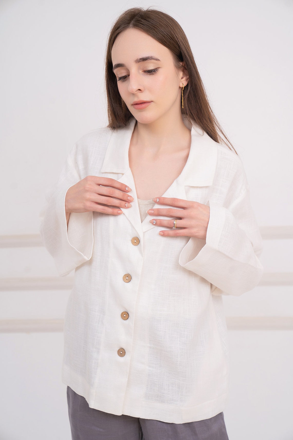 White Summer Jacket Jacket for Women Linen Jacket With Etsy