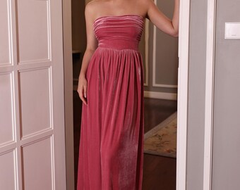Strapless velvet gown INDIE, Bridesmaid dresses, Pink velvet dress, Elegant dress, Velvet dresses wedding, Velvet dress women, Custom dress