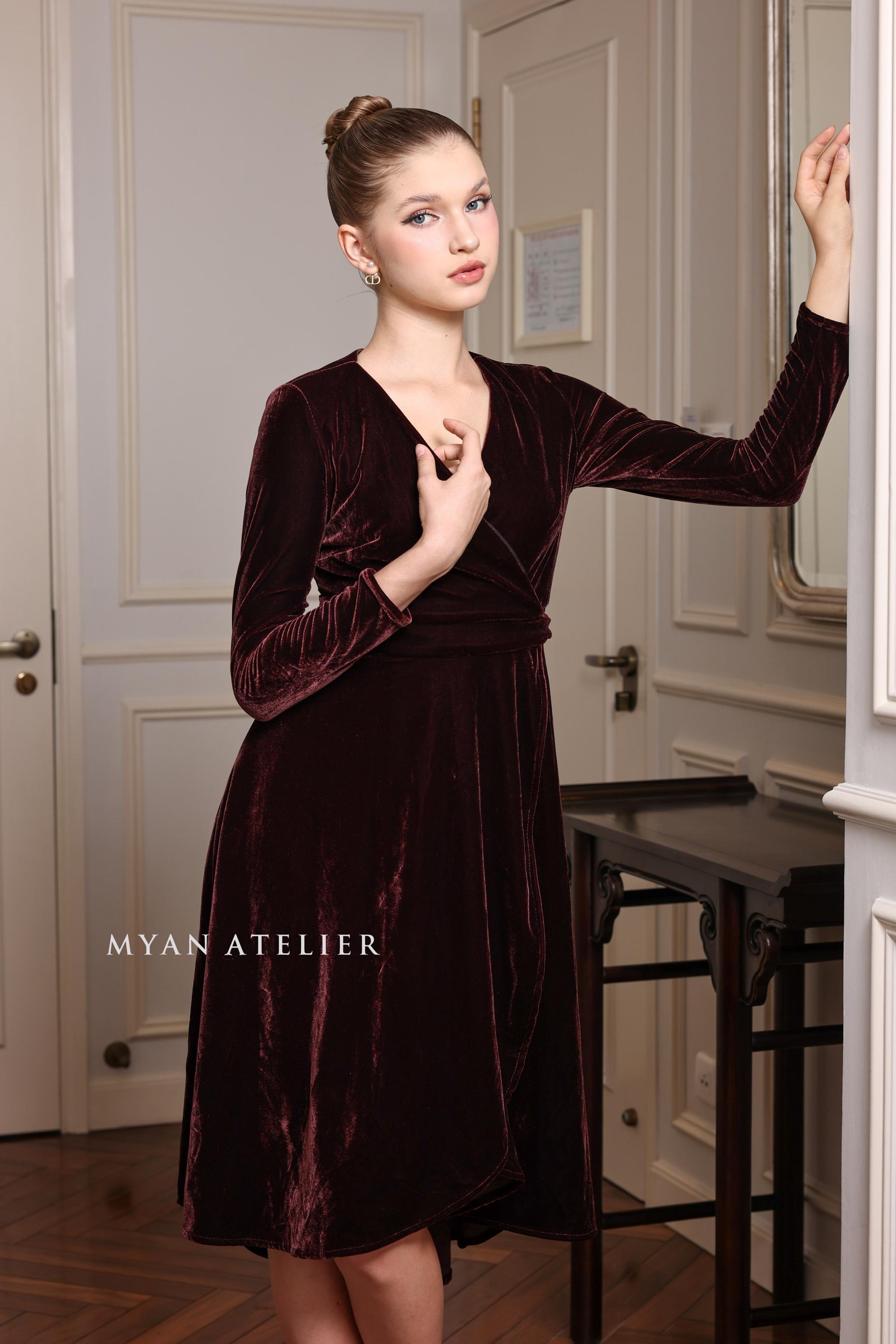 Long Sleeve Velvet Dress HALEY, Velvet Wrap Dress, Winter Wedding Guest  Dress, Velvet Cocktail Dress, Velvet Dress for Women, Custom Dress - Etsy