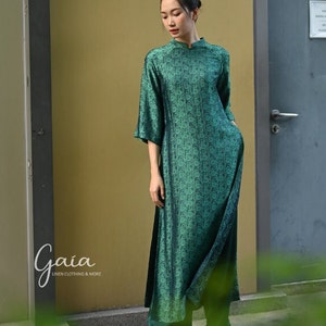 Mulberry silk ao dai, Ao dai women with pants, Plus size ao dai, Loose ao dai, Modern ao dai women, Ao dai tunics, Handmade ao dai AS-61