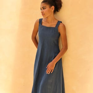 Square neck dress NOELLE, Linen sundress, A line dress, Casual linen dress, Linen dresses for women, Custom dress, linen dress sleeveless