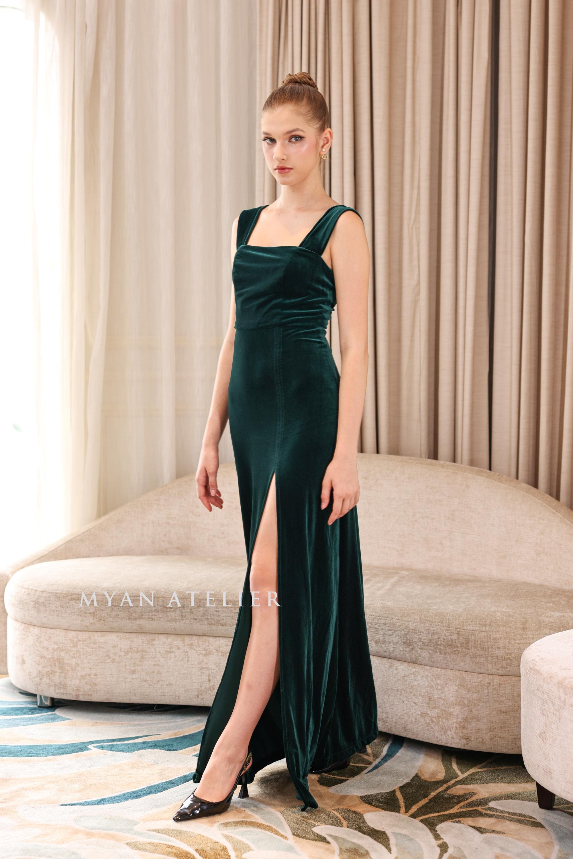 Olive Prom Dresses Long Green Velvet Dress Uk Dark Green V-Neck Velvet Sheath Column Split Olive Prom Dresses Long Green Velvet Dress Uk Dark Green V-Neck Velvet Sheath Column Split