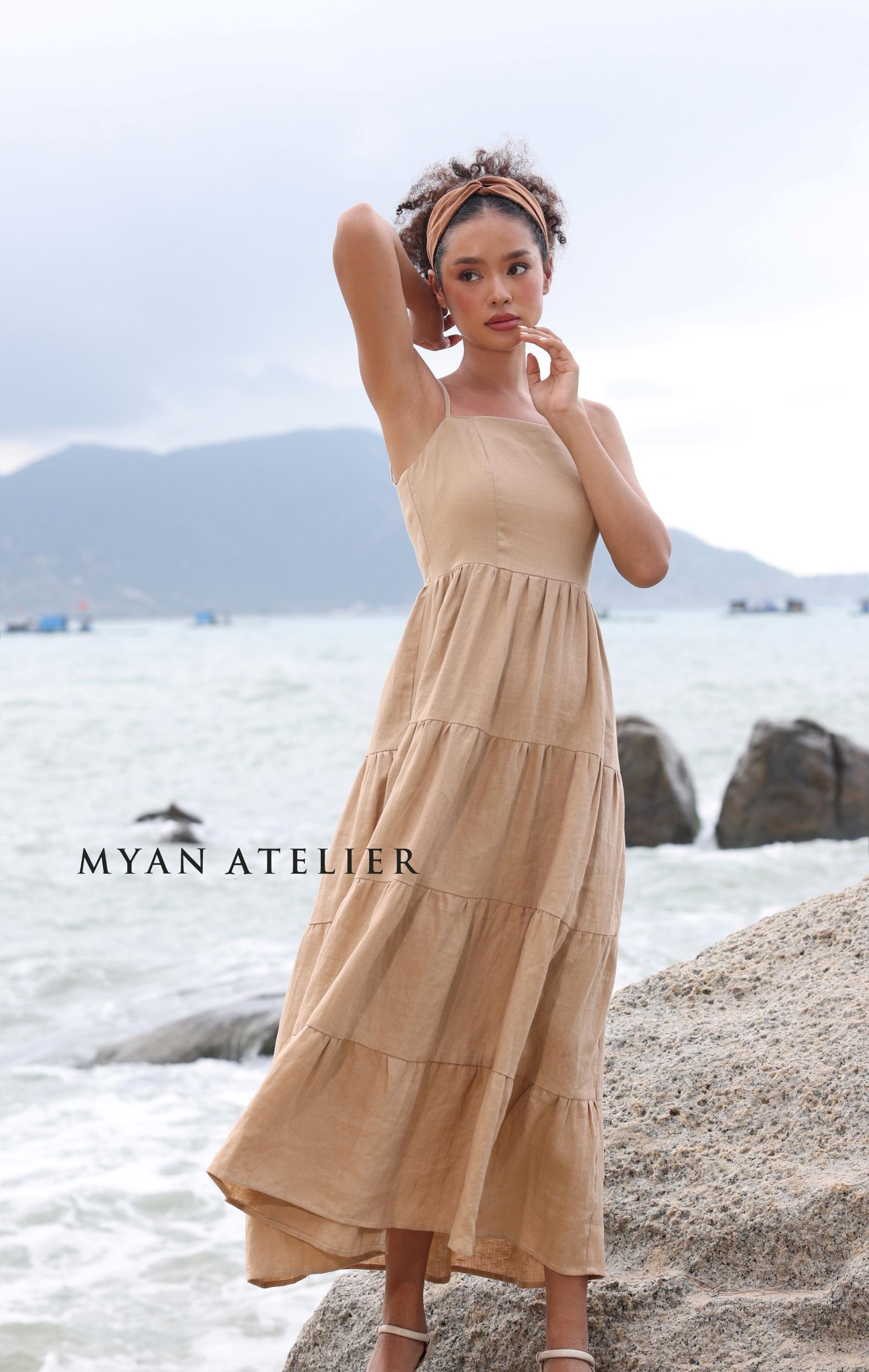 Tiered Linen Maxi Dress JUNIA, Spaghetti Strap Dress, Beach Wedding Guest  Dress, Linen Dress Women, Custom Dress, Linen Clothing Women - Etsy