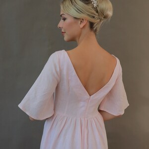 V-back linen dress CHARM, Linen bridesmaid dress, Wedding guest dress, Garden party dress, Summer dress, Linen dress women, Custom dress