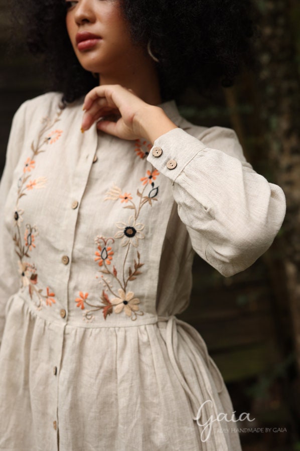chinese dress ladies Hand-Embroidered Linen Summer Dress Keva main image 0