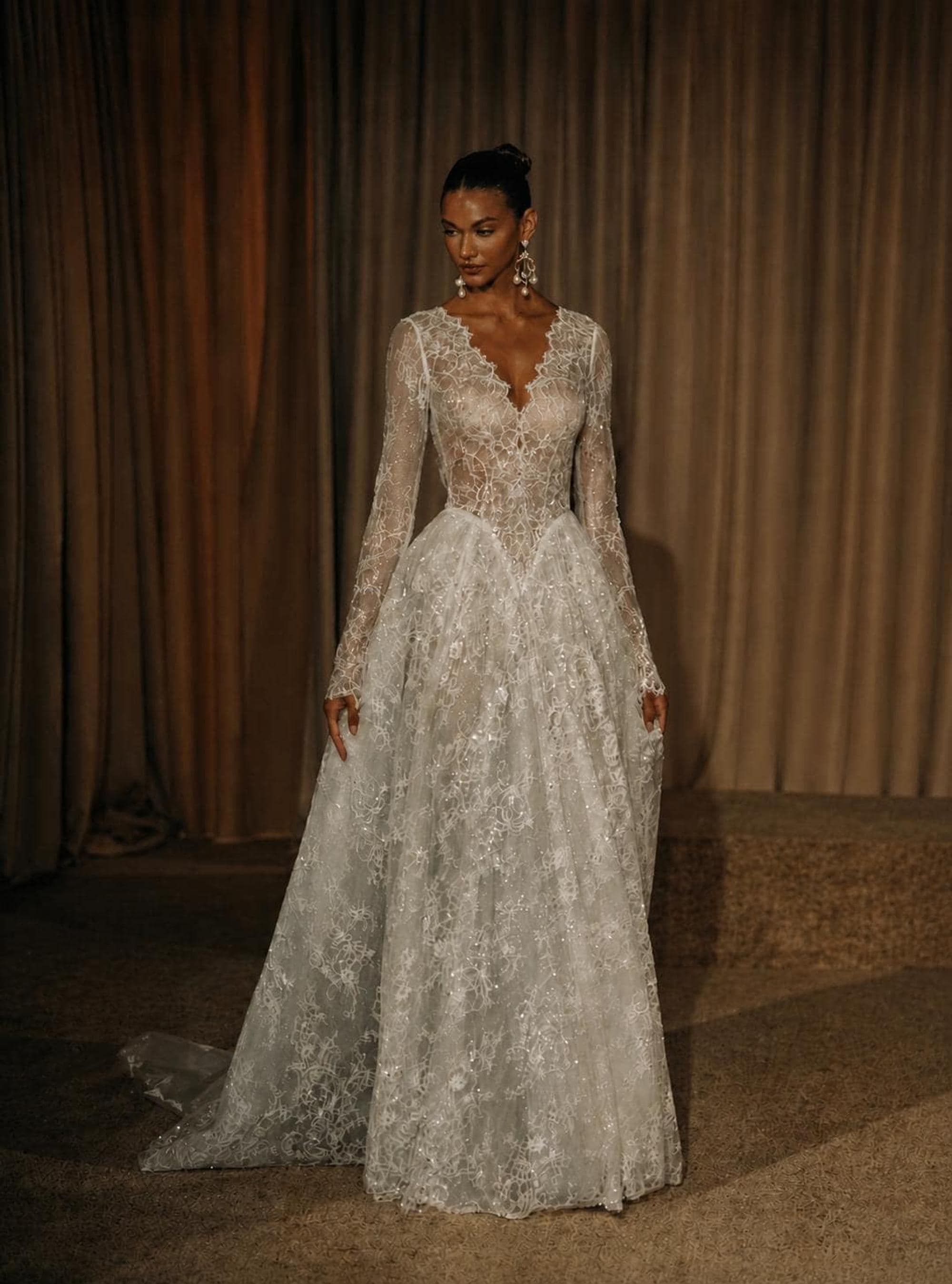 lace wedding dress with sleeves etsy Lace Wedding Dress With Sleeves