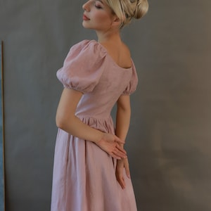 Puff sleeve linen dress MADISON, Summer dress, Bridesmaid dress, Wedding guest dress, Linen dresses for women, Custom dress, Linen clothing