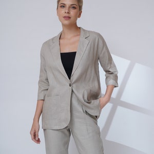 Linen Blazer Set Women in Various Colors LIA, Elegant Linen Two Piece Suit, Linen Blazer with Pants, Linen Women Suit Formal, Women Workwear