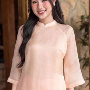 Double layer modern ao dai, Silk ao dai women, Custom made ao dai, Vietnamese wedding guest dress, Plus size ao dai, Ao dai with pants AS67