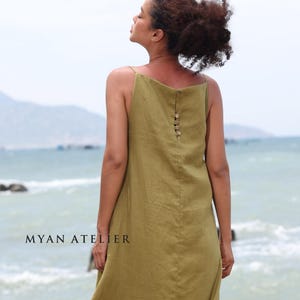 Summer linen maxi dress SOLEA, Spaghetti strap linen dress, Sleeveless dress, Boho dress, Linen dress women, Custom dress, Linen clothing