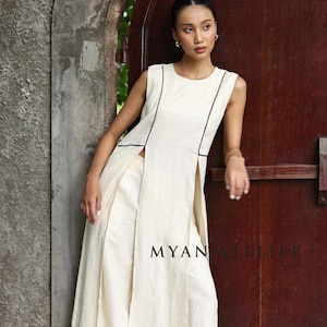 Sleeveless linen tunic NAYA, Long linen tunic top, Boho linen tunic dress, Plus size tunic, Custom tunic top, Linen tunics for women