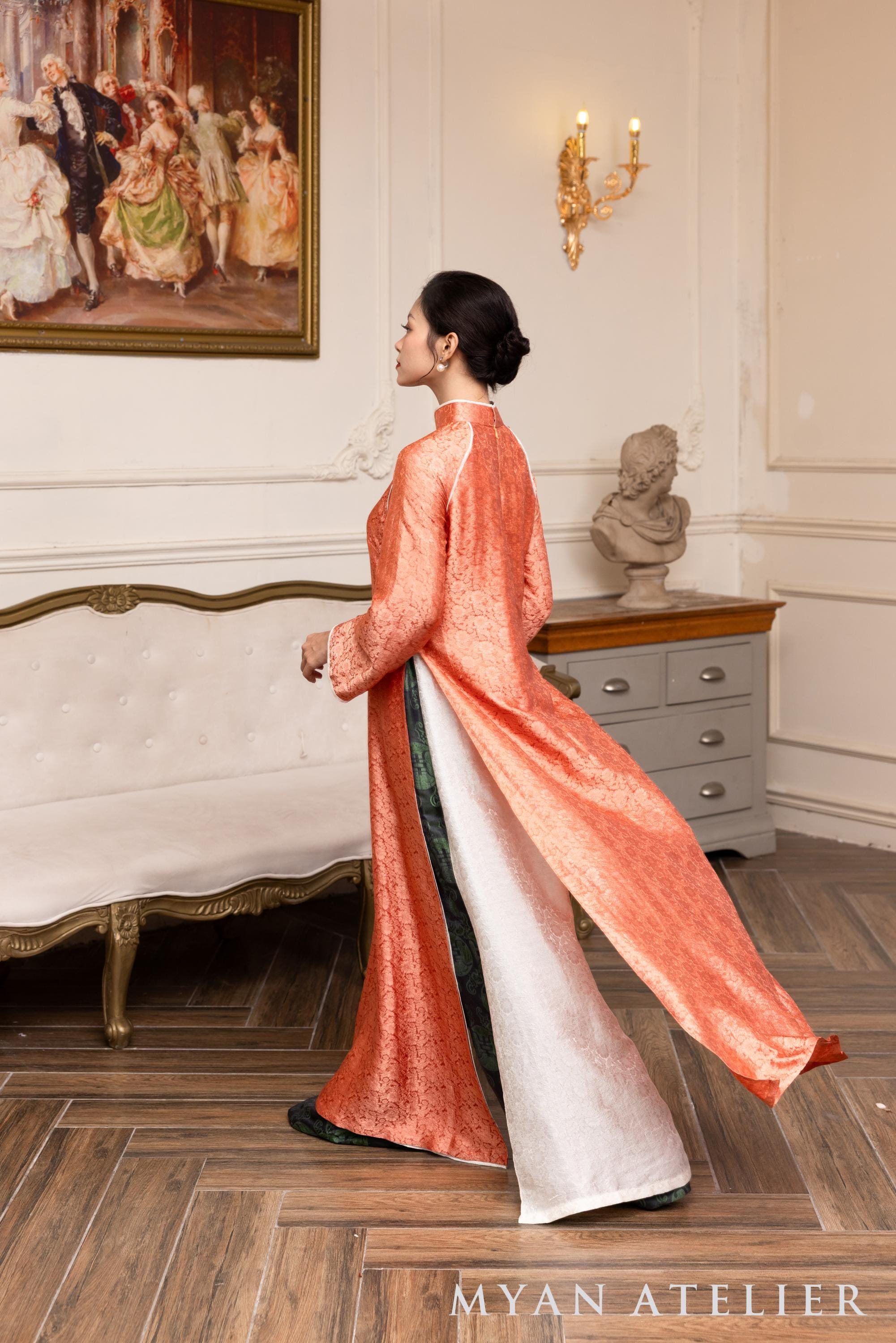 [No 107] ベトナムアオザイ(Áo dài Việt Nam) Double Layer Modern Ao Dai, Vietnamese Formal Dress, Silk Ao