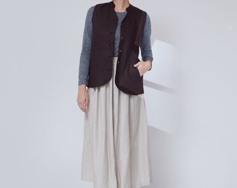 Casual Jacket Women, Linen Sleeveless Jacket and Skirt in Various Colors, Minimalist Linen Sleeveless Blazer, Linen Lightweight Jacket