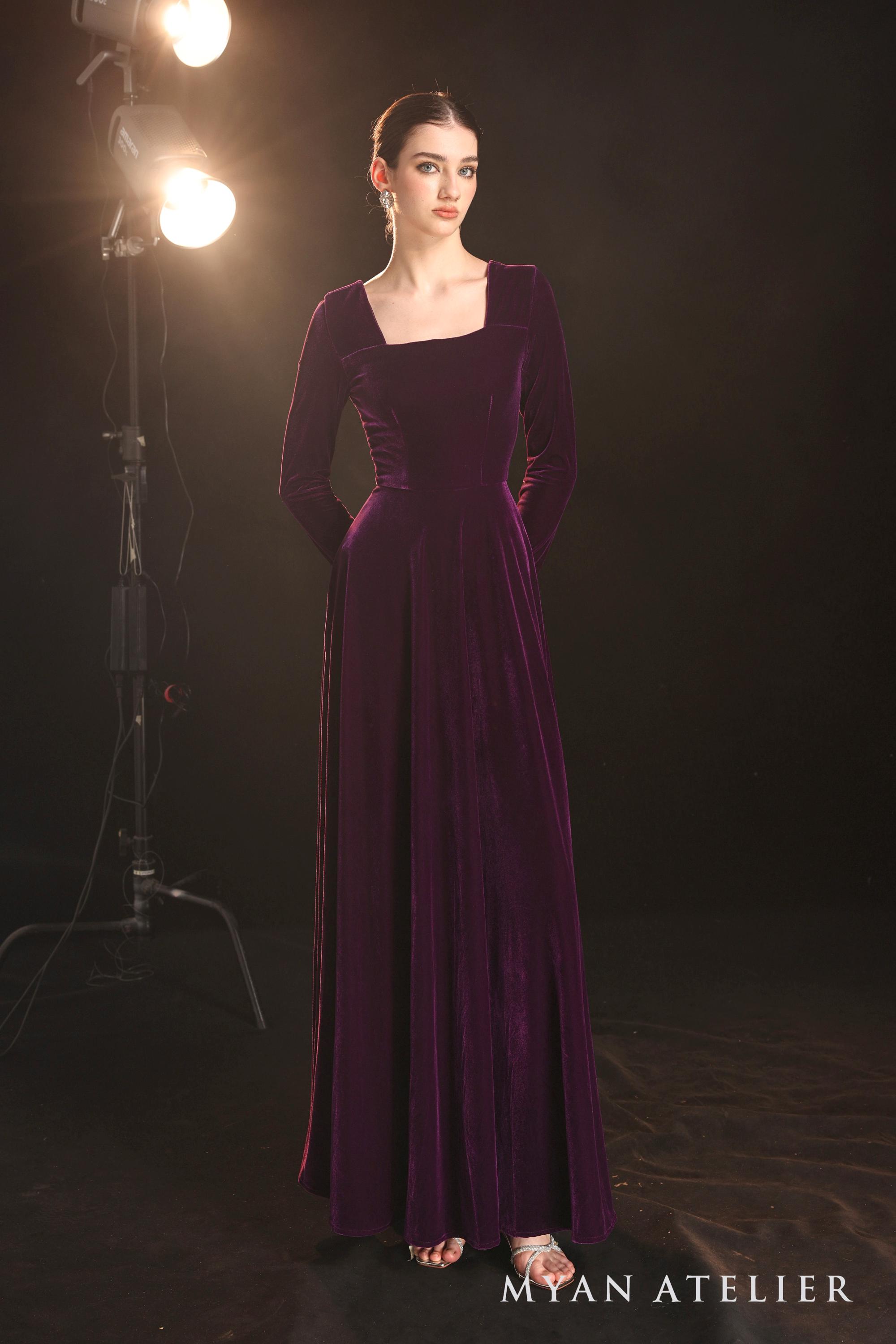 morgan formal flocked velvet dress xl V Neck Off Shoulder Velvet Prom Dress Long Sleeves Mermaid Evening Gowns